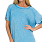 Acid Wash Round Neck Top