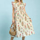 Block Floral Print Midi Dress