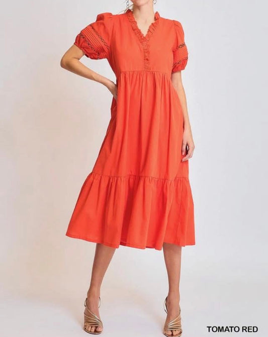 Red Puff Sleeve Dress