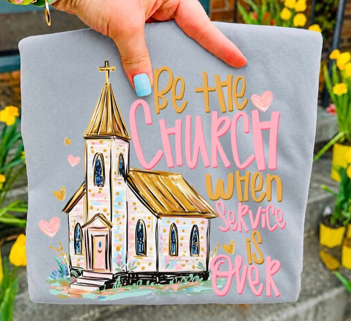 Gray Be The Church Tee