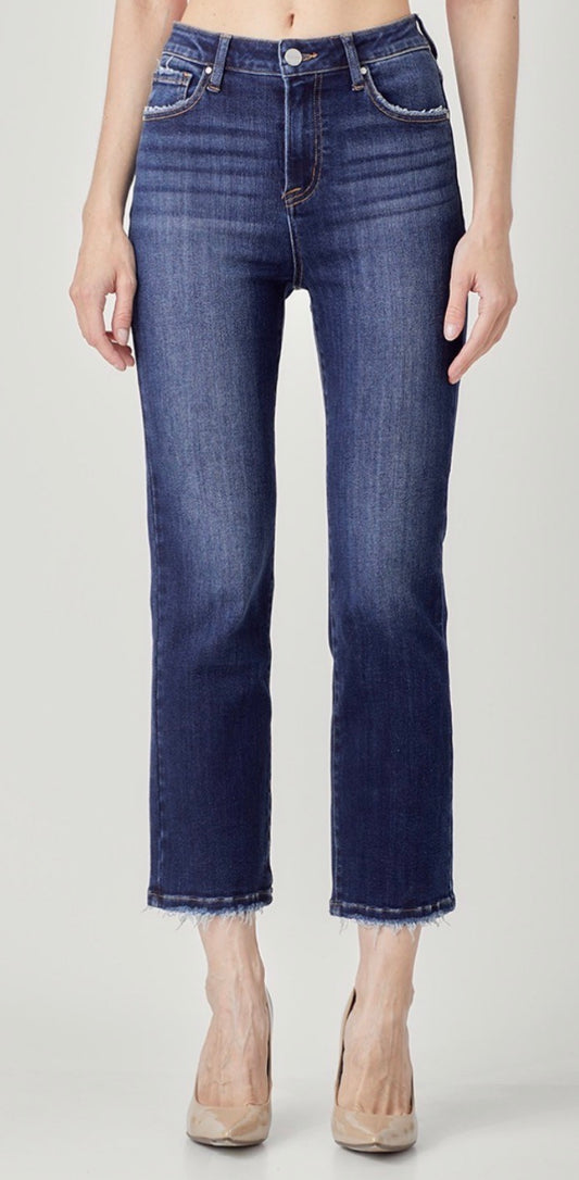 Dark High Rise Cropped Jeans