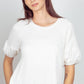NT11467-Half Puff Sleeve Crinkle Knit Top