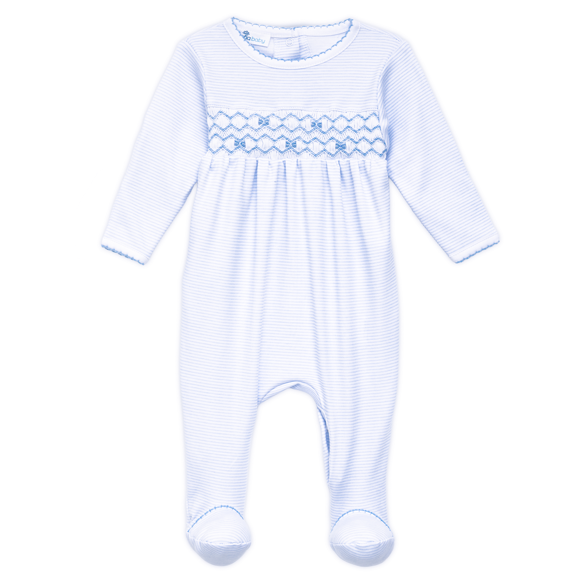 Jacob Smocked Footie - Light Blue