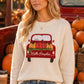 Pumpkin Truck Embroidered Patchwork Sweater Knit Top