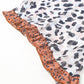 Khaki Printed Plus Ruffle Leopard Sleeve Waffled Color Block Top