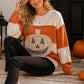 Pumpkin Appliqué Color Block Pullover