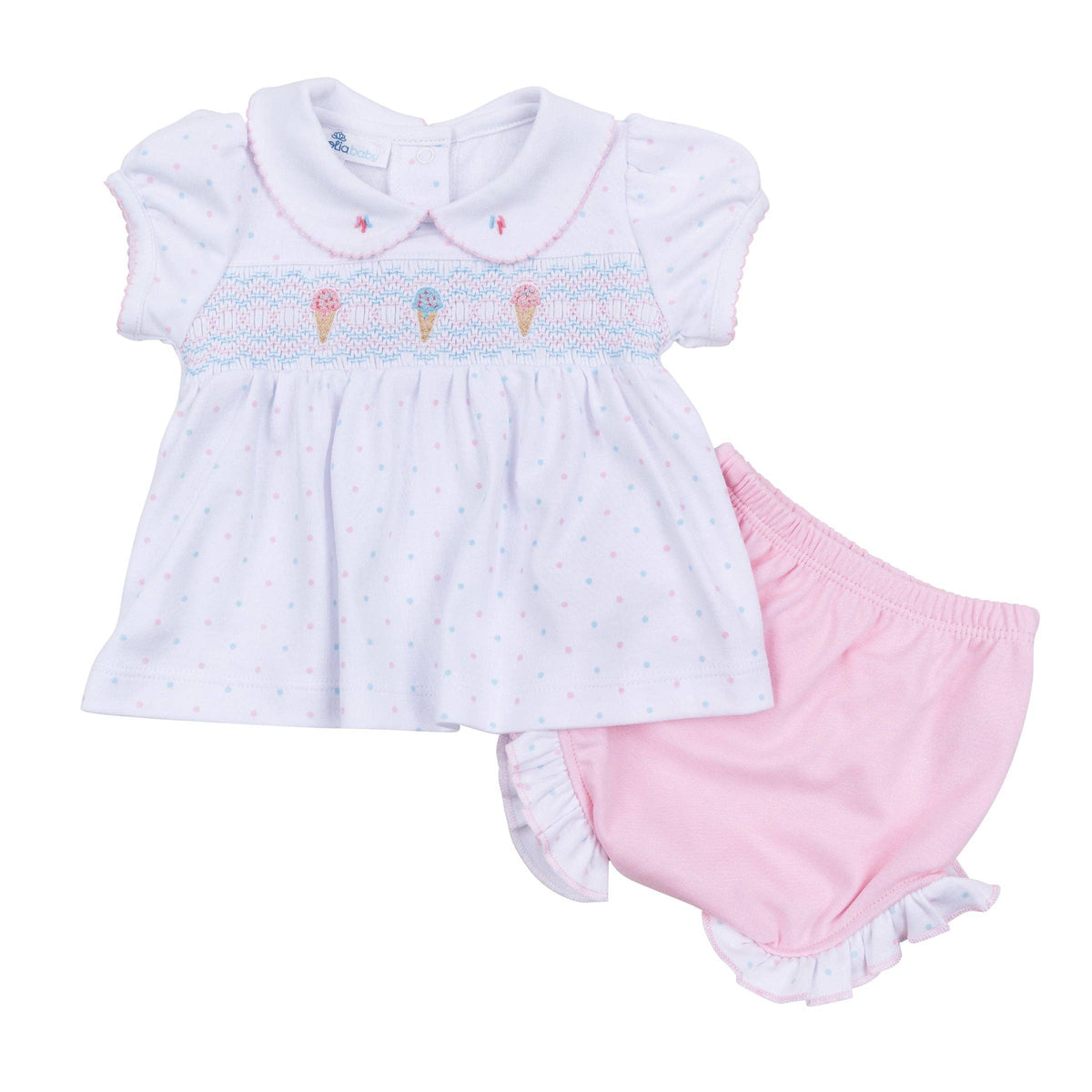 Ice Cream Classics Smocked Collared Diaper Cover Set