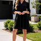 Wrinkle Free Shirred Tiered Relaxed 3/4 Sleeve Dress