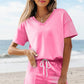 Comfy V Neck Tee & Pockets Shorts Set | S-XL