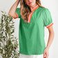 Colorblock Shift Short Sleeve V-neck blouse | S-XL