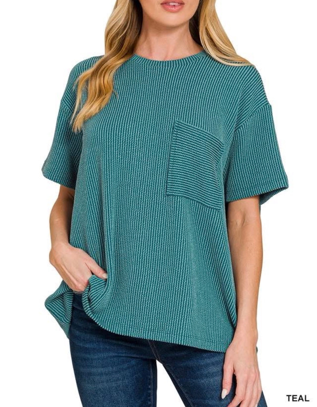 Teal Pocket Top