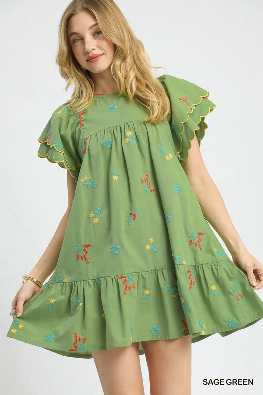 Sage Green Floral Dress