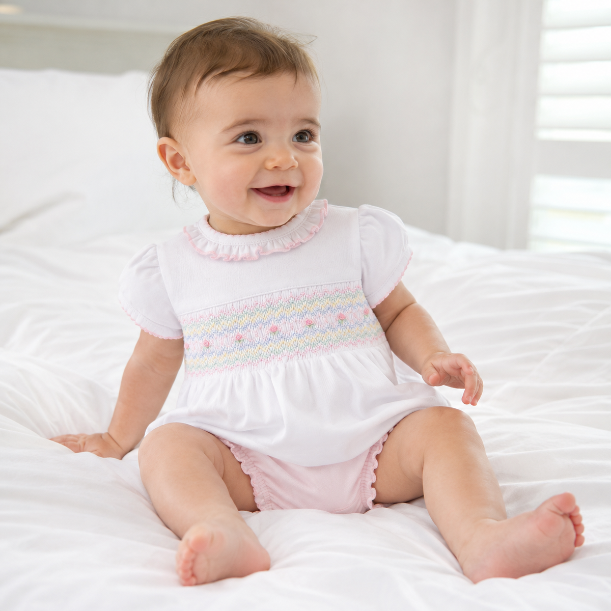 Junie's Classics Smocked Ruffle Diaper Cover Set