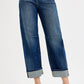 Dark Wash Cuff Barrel Jeans