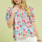 High Collar Split Neck Blouse