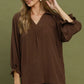 Collard Split V-Neck Top