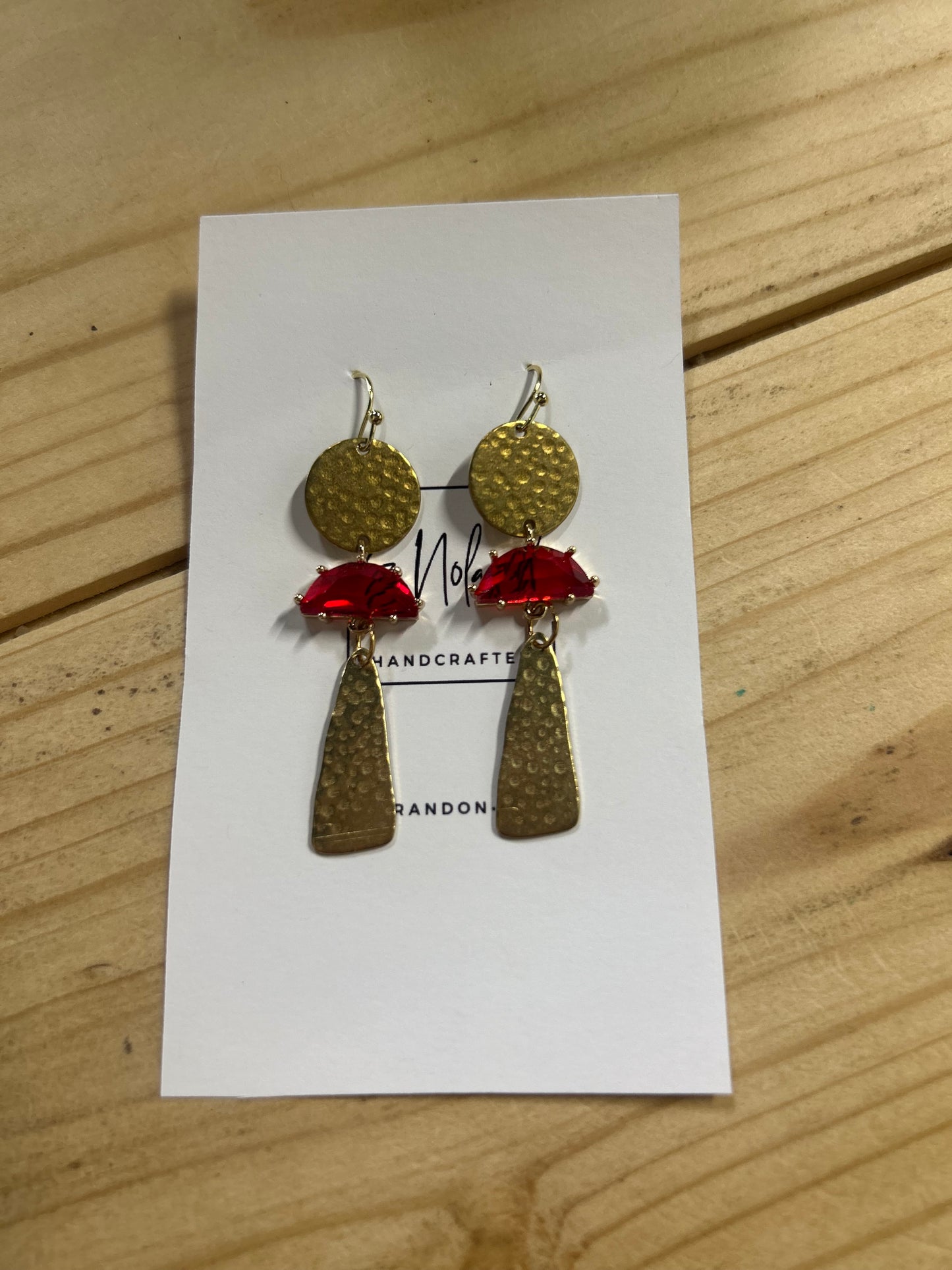 Red & Gold Drop Earrings