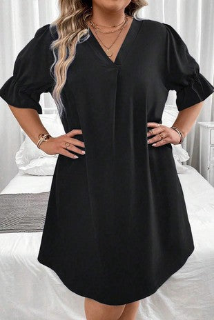 Ruffle V-neck Dress