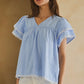 Blue Puff Sleeve Top