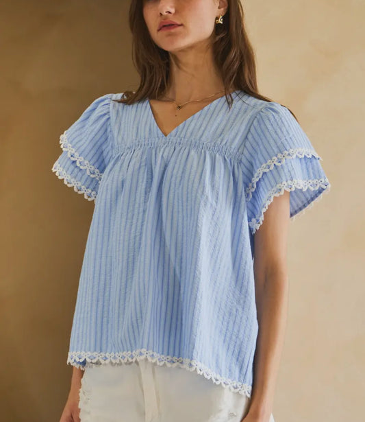Blue Puff Sleeve Top