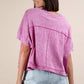 NT11429-Mineral Washed Oversized Crop Comfy Knit Top