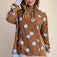 Brown & Blue Polka Dot Pullover Hoodie