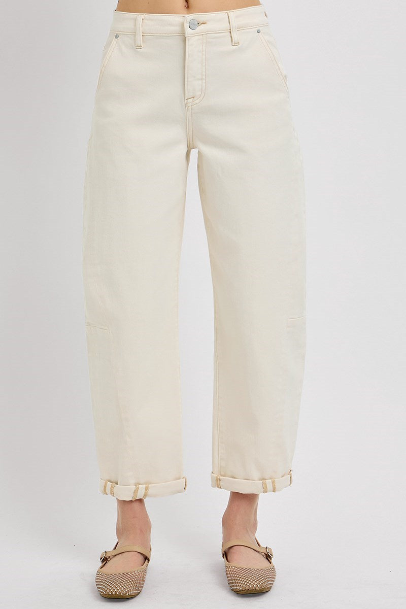 Ivory Relaxed Barrel Jeans