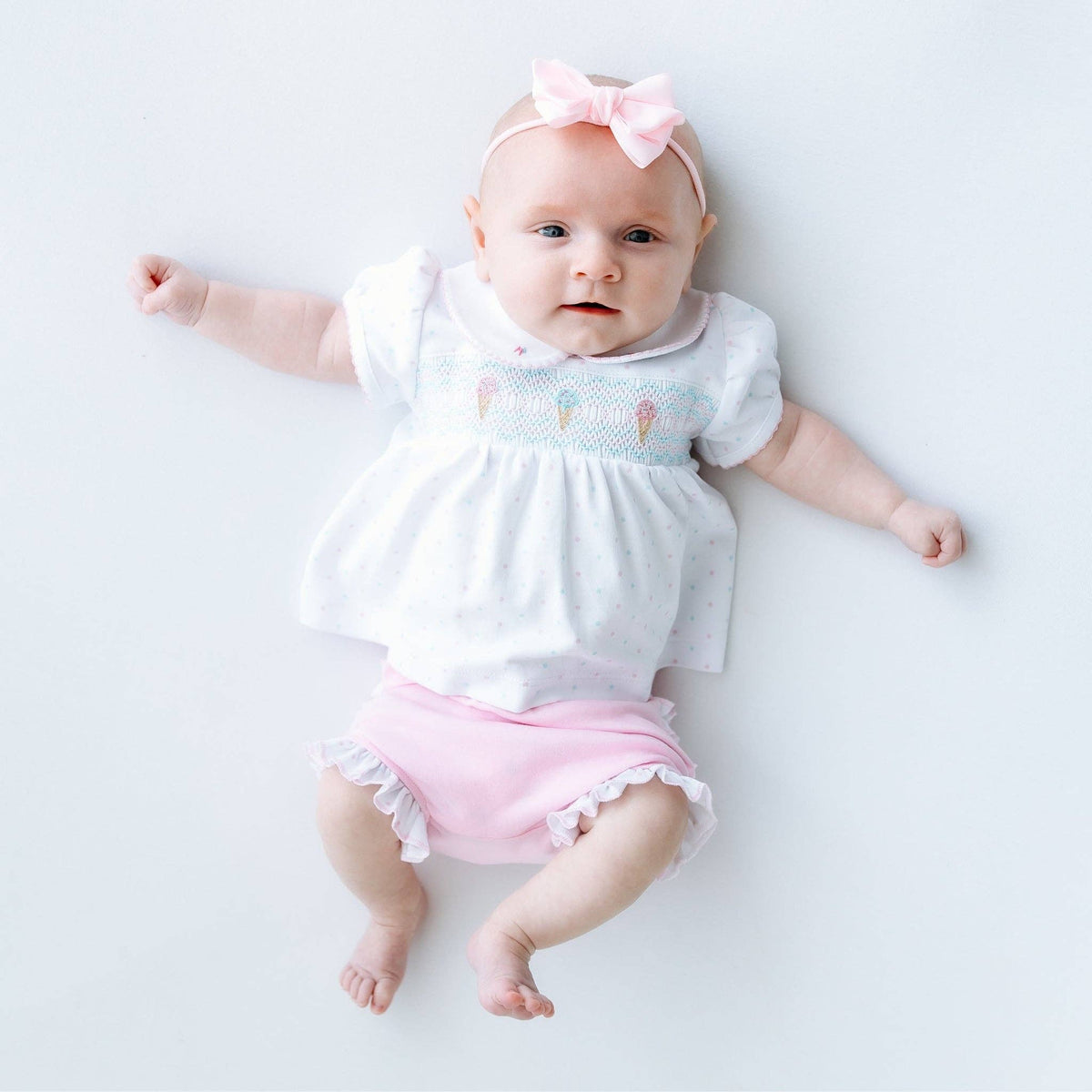 Ice Cream Classics Smocked Collared Diaper Cover Set