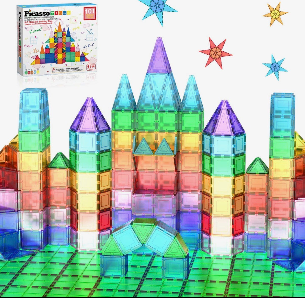 PicassoTiles 101 pc Magnetic Tile Building Set