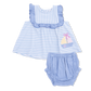Bubbly Sailboat Stripe - Ruffle Top and Bloomer