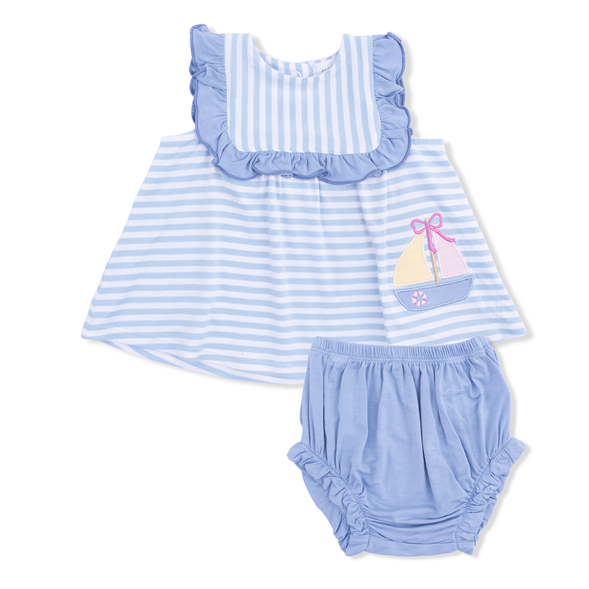 Bubbly Sailboat Stripe - Ruffle Top and Bloomer