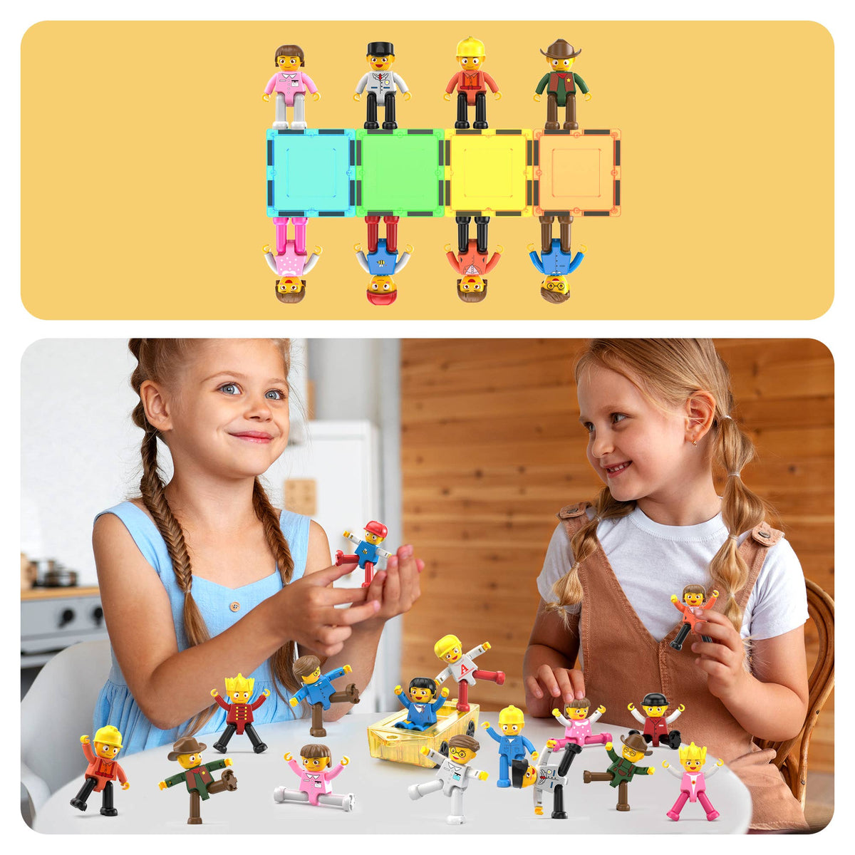 PicassoTiles 16pc Magnetic Tile Characters