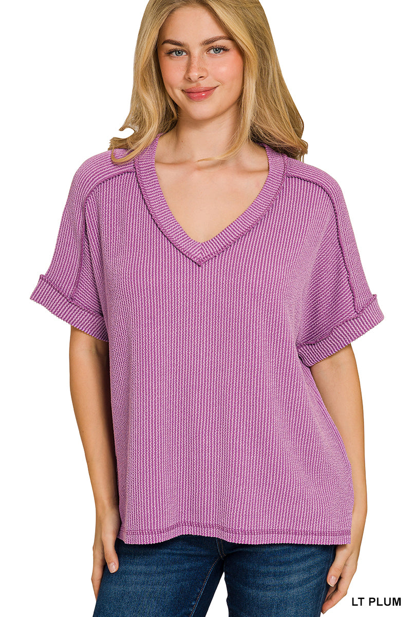 Ribbed V-neck Top