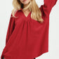 Collard Split V-Neck Top