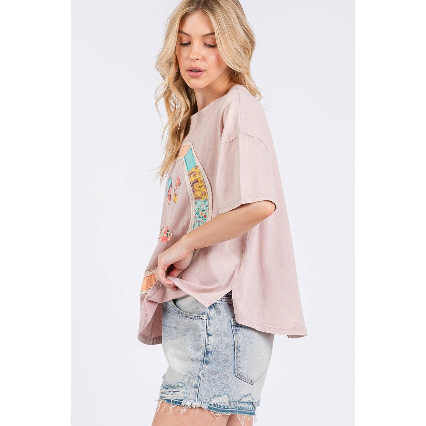 BOHO PATCHWORK SMILEY TEE