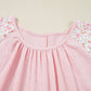 Pink Contrast Floral Patchwork Long Sleeve Plus Size Blouse
