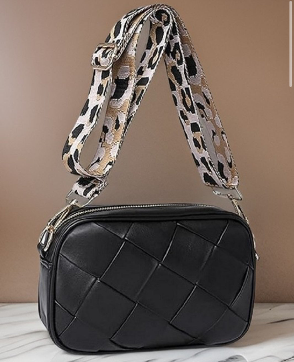 Leopard Strap Crossbody Bag