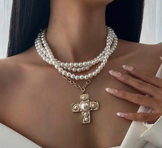 Pearl Cross Necklace