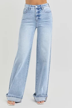 Light Wash Long Cuff Jeans