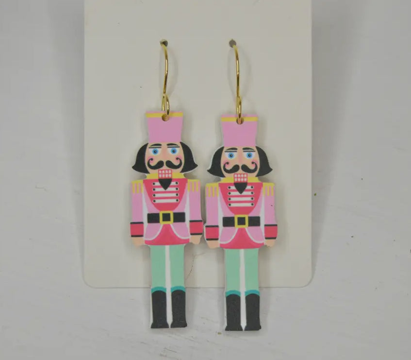 Pink nutcracker earrings