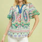 Paisley Print Ruffle Sleeve Blouse