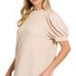 Ribbed Puff Sleeve Top