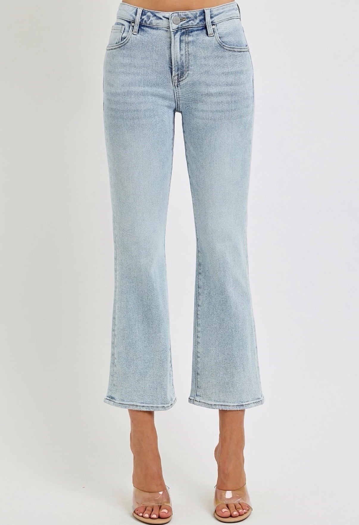 Plus Light Washed Cropped Jeans