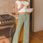 Acid Washed Frayed Straight Jeans
