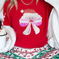 Red Bow Christmas Top