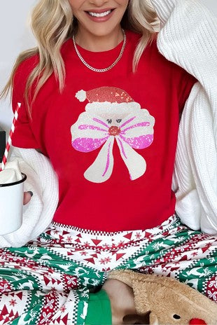 Red Bow Christmas Top