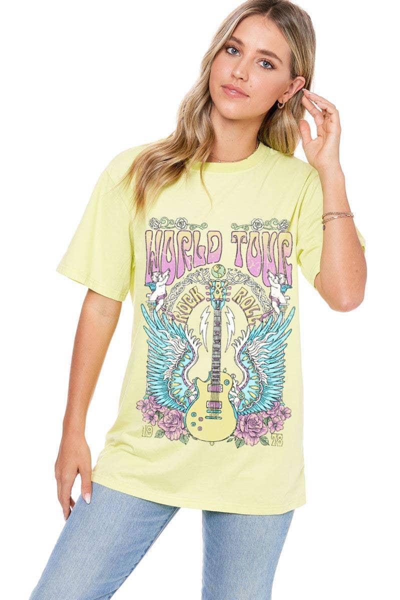 World Tour Rock & Roll 1978 Graphic Crew Neck Top