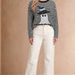 Halloween Ghost Appliqué Striped Long Sleeve Top