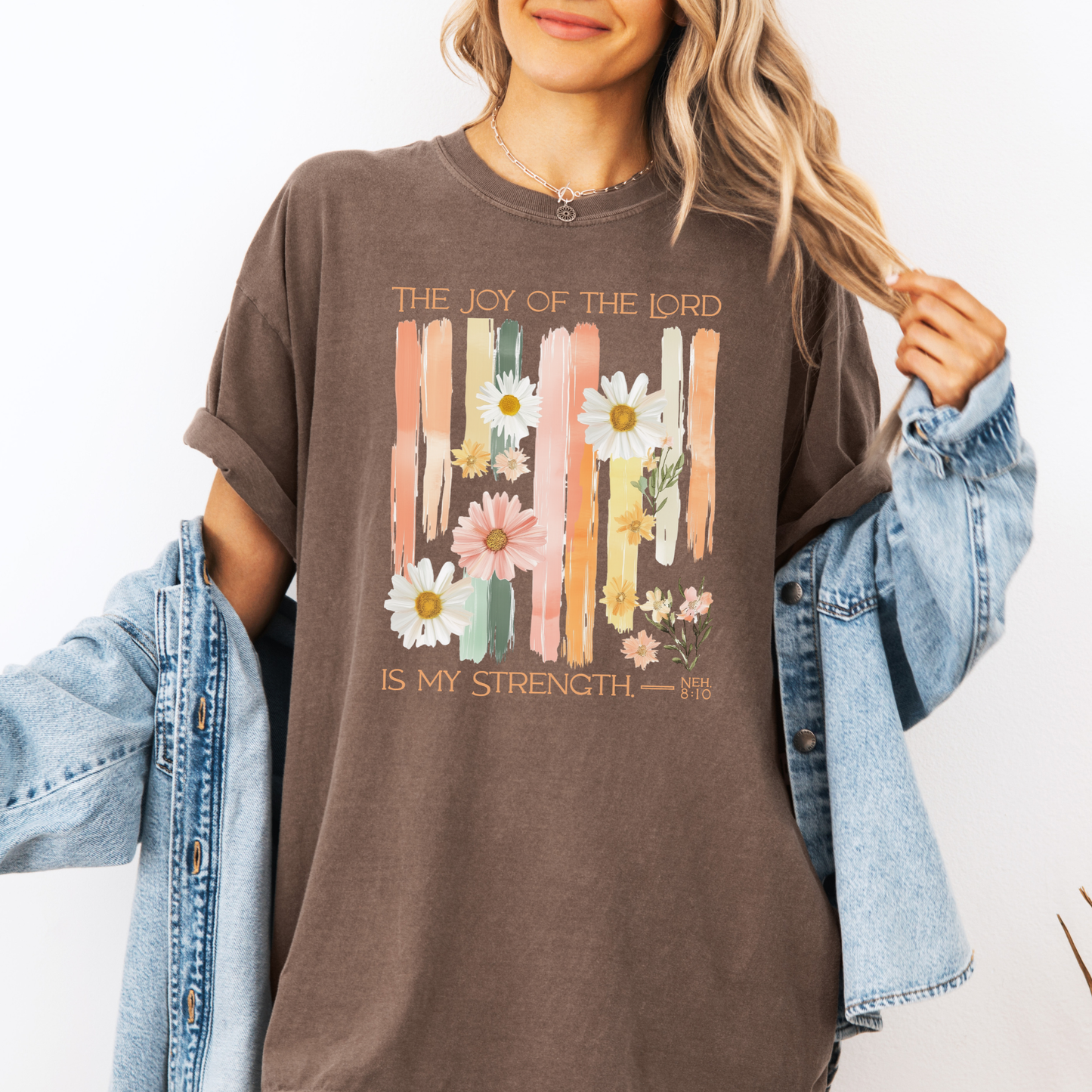 The Joy of the Lord is my Strength Floral Comfort Colors Tee