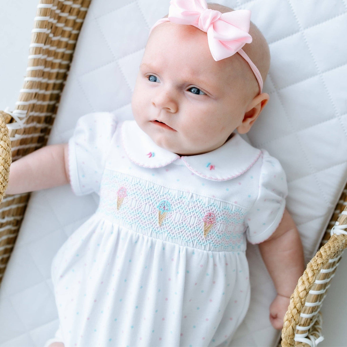 Ice Cream Classics Smocked Collared Bubble